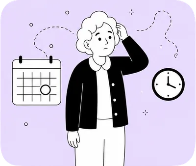 Illustration : calendrier et horloge rappelant un rendez-vous oublié