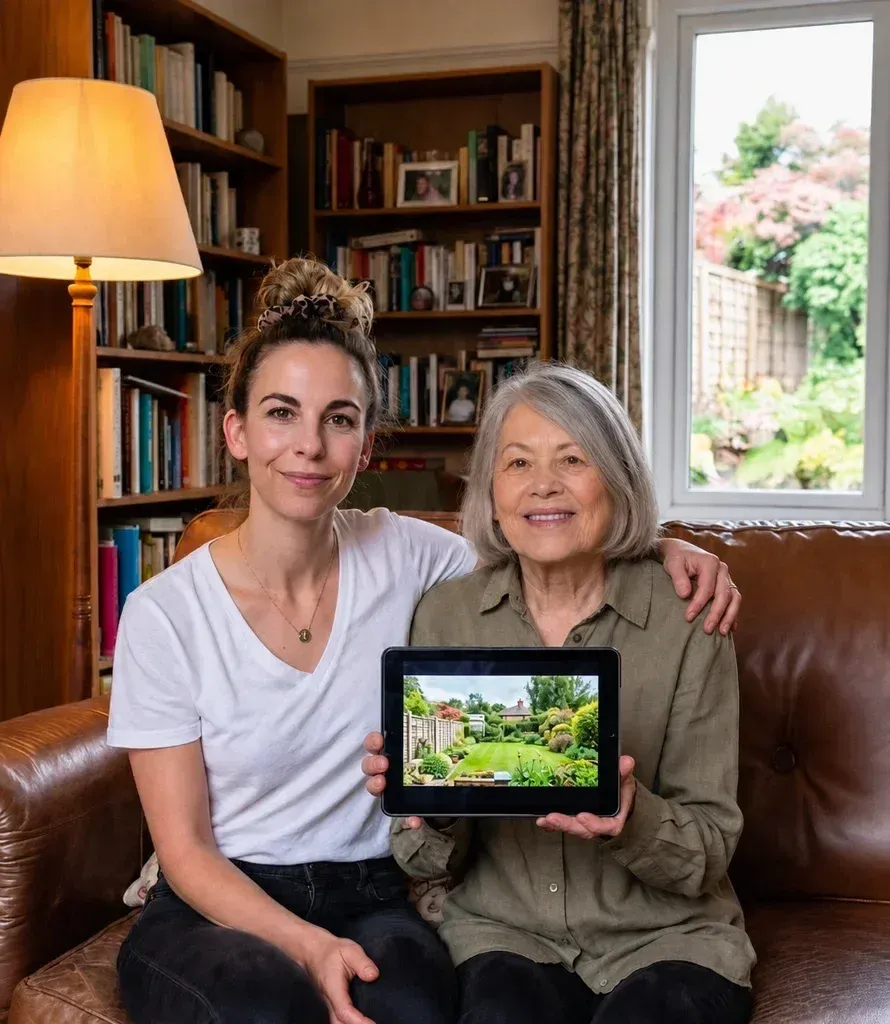 Fille adulte et sa mère senior regardant une tablette ensemble à domicile