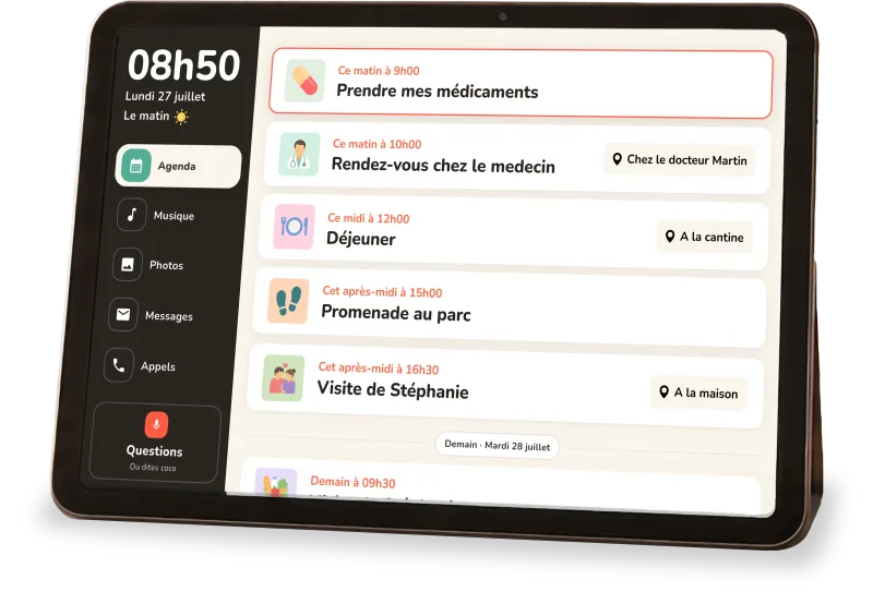 Tablette Cogniti, écran d'accueil